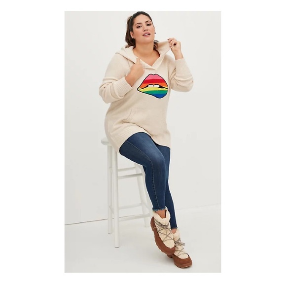 Torrid Rainbow Lips Hoodie Sweater 3X - Picture 2 of 7